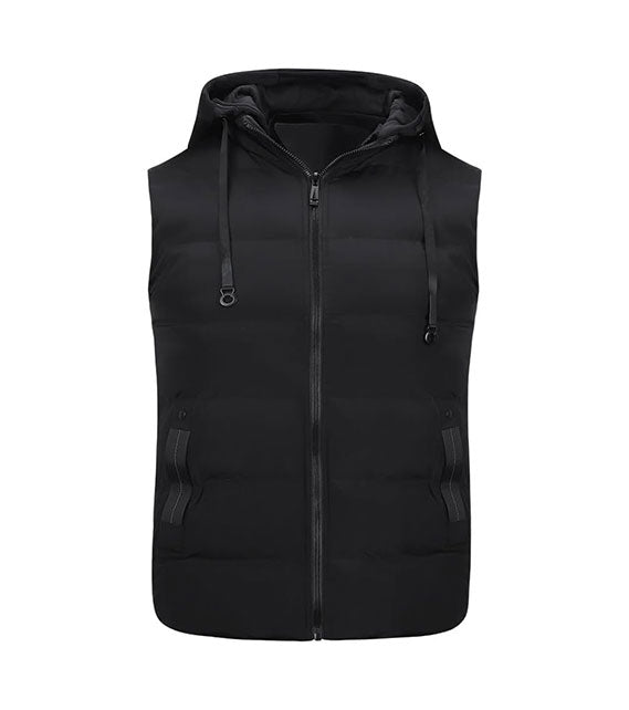 YOUTHUP Men's Gilet with Hood Winter Quilted Body Warmer Thick Windproof Outwear Sleeveless Puffer Coat