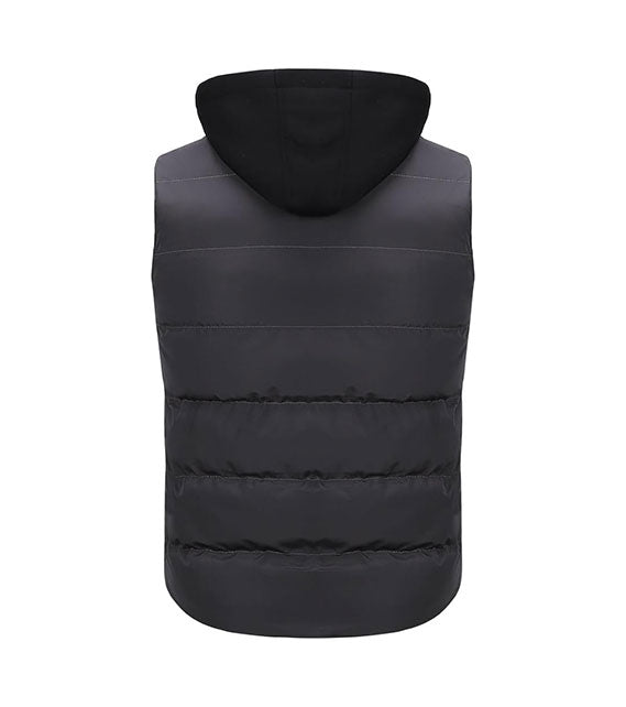 YOUTHUP Men's Gilet with Hood Winter Quilted Body Warmer Thick Windproof Outwear Sleeveless Puffer Coat