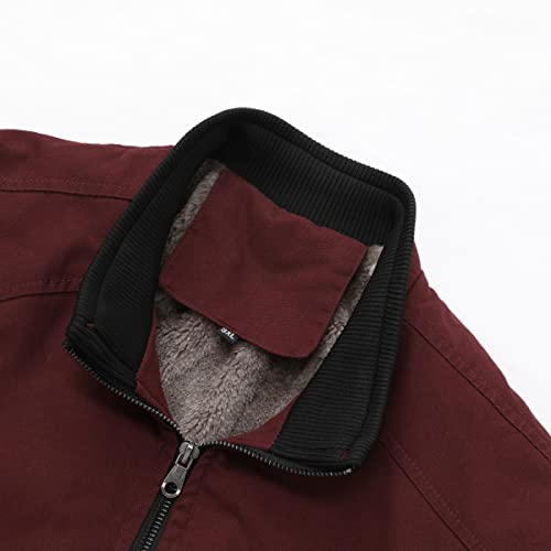 YOUTHUP Mens Bomber Jacket Micro Fleece Lined Spring Casual Cargo Windbreaker Jacket