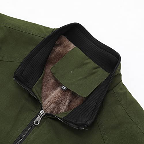 YOUTHUP Mens Bomber Jacket Micro Fleece Lined Spring Casual Cargo Windbreaker Jacket
