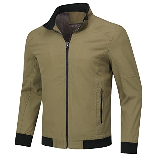 YOUTHUP Mens Bomber Jacket Micro Fleece Lined Spring Casual Cargo Windbreaker Jacket