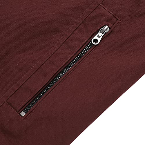 YOUTHUP Men's Jacket Casual Cotton Bomber Jacket Cargo Windbreaker Outwear