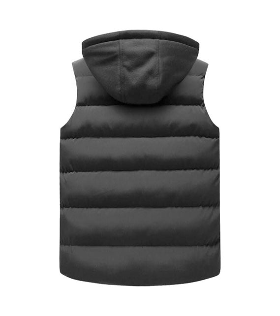 YOUTHUP Men's Gilet with Hood Winter Quilted Body Warmer Thick Windproof Outwear Sleeveless Puffer Coat