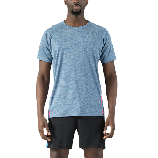 Men's round neck quick-drying short-sleeved T-shirt gray green