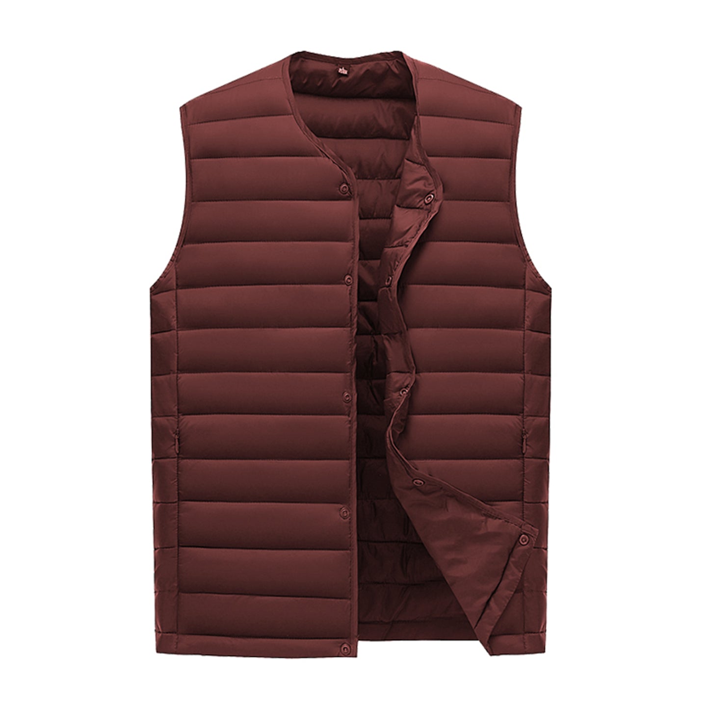 Men's solid color V-neck vest wine red