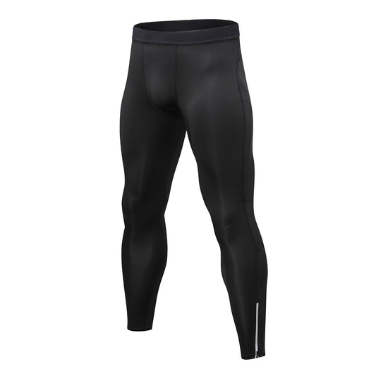 Men's zipper reflective quick drying sports pants in pure black