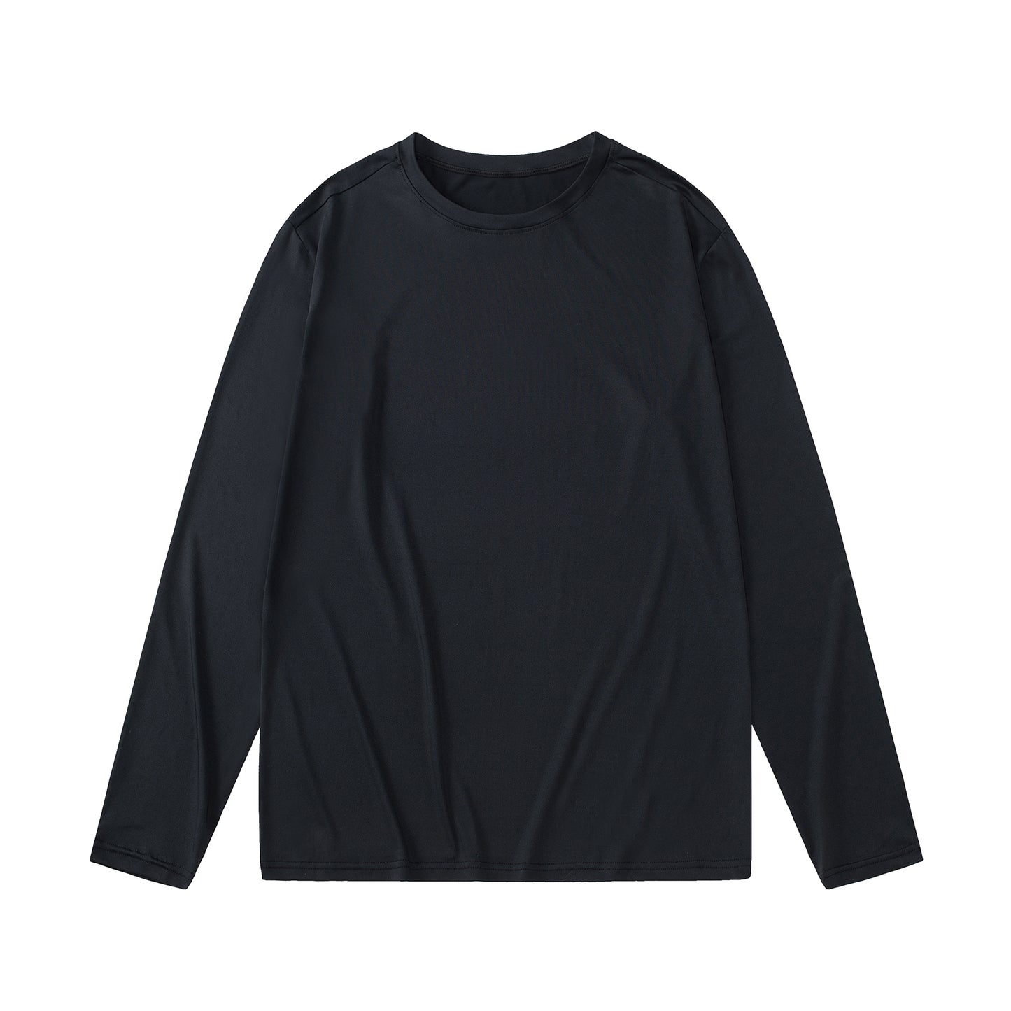 Men's loose round neck long sleeved T-shirt in black