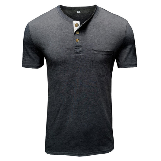 Men's Solid Color Short Sleeve T-Shirt Khaki