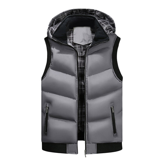 Men's multi pocket solid color thick casual vest space gray