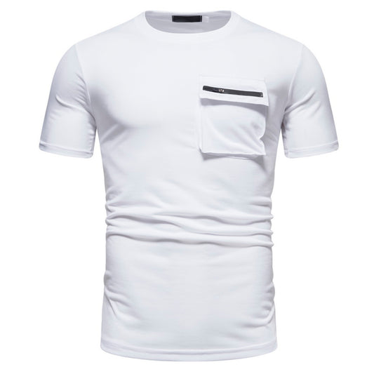 Men's Solid Color Round Neck Short Sleeve T-Shirt Black