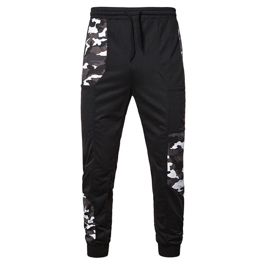 Men's drawstring sports casual pants white camouflage