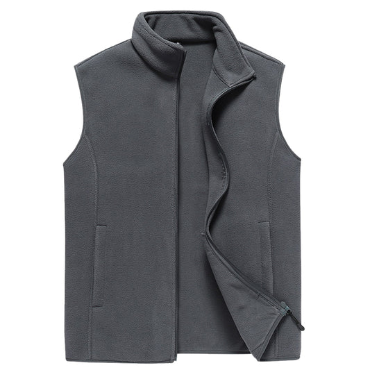 Men's solid color stand up collar vest gray
