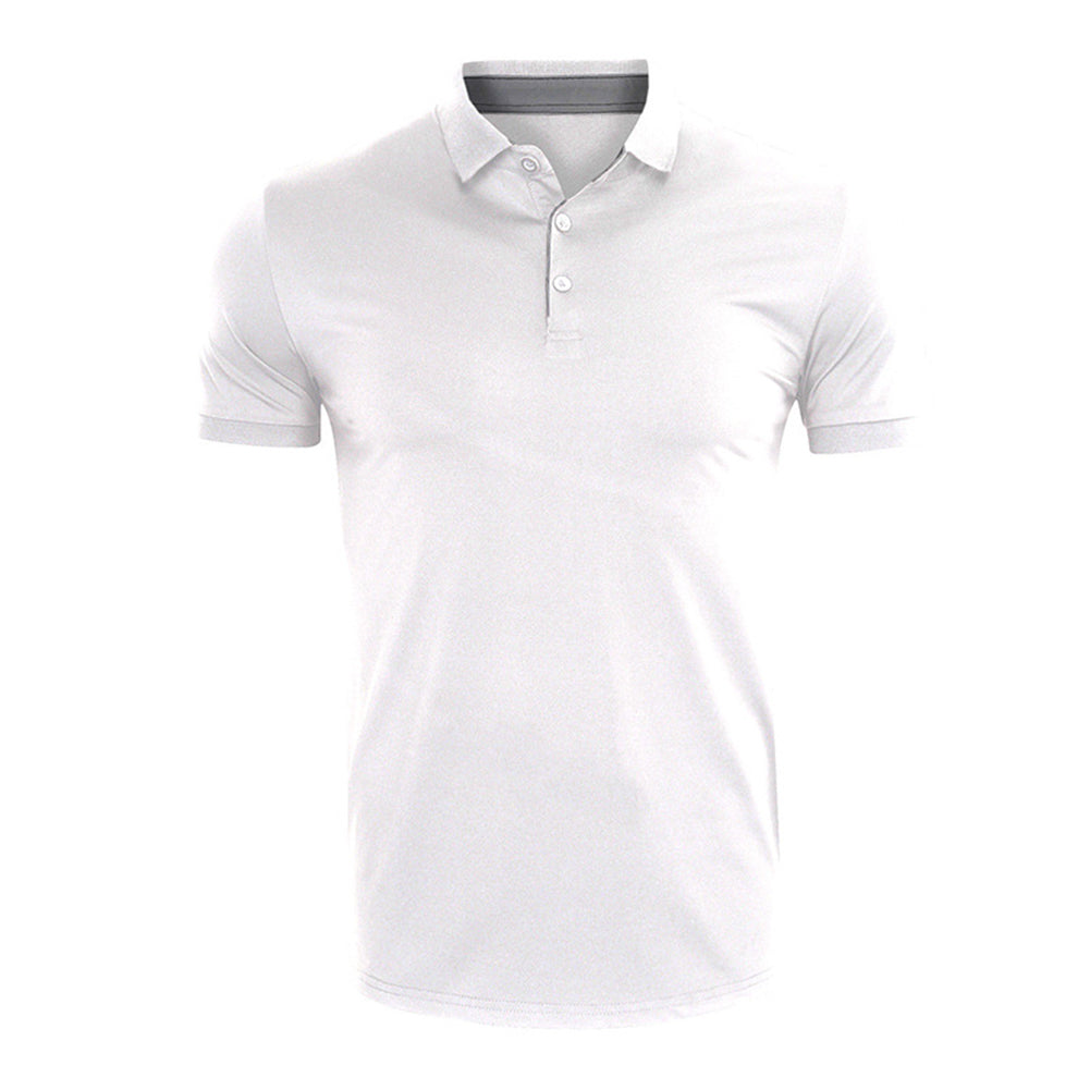 Men's casual quick drying short sleeved POO collar T-shirt white US size