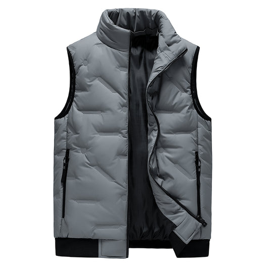 Men's solid color stand collar vest gray