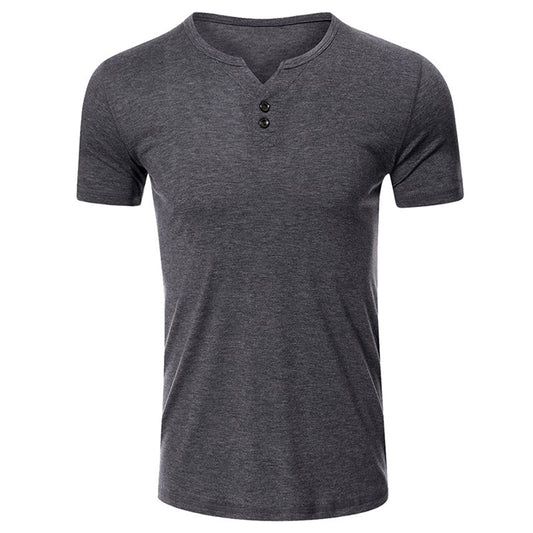 Men's casual solid color T-shirt gray