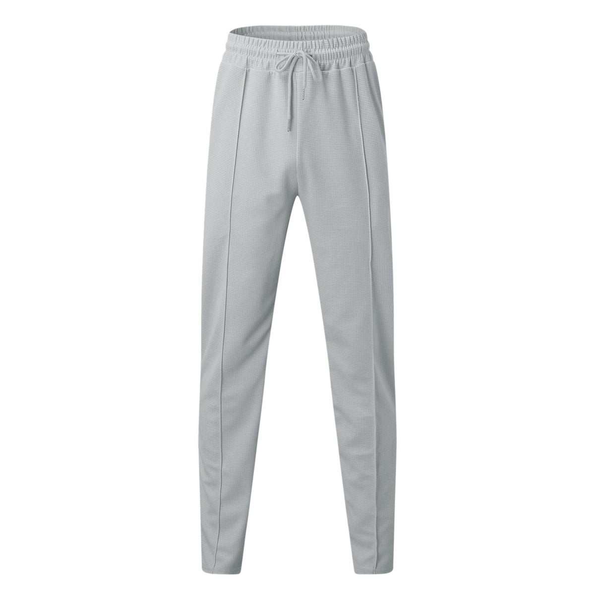 Men's solid color mid waist tied ankle sports casual pants gray