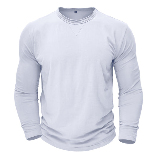 Men's Solid Color Round Neck Long Sleeve T-Shirt Royal Blue