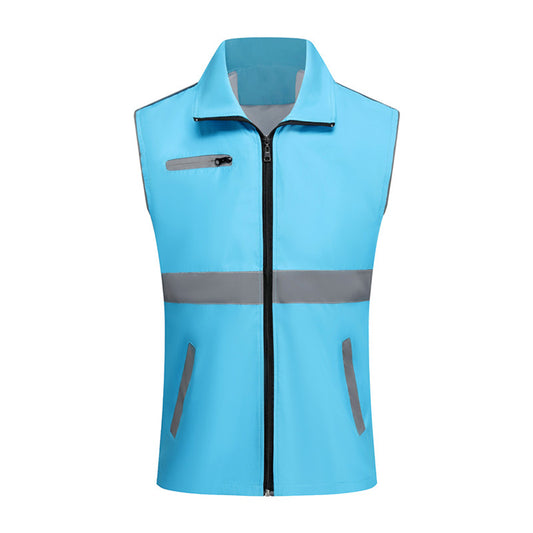 Men's reflective lapel vest in lake blue