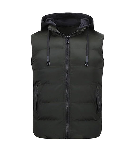 YOUTHUP Men's Gilet with Hood Winter Quilted Body Warmer Thick Windproof Outwear Sleeveless Puffer Coat