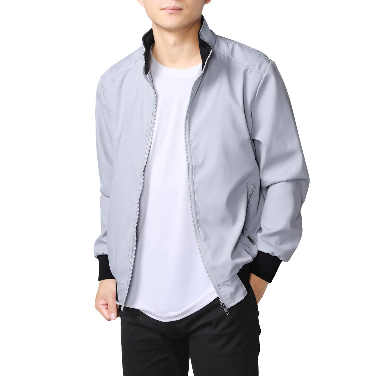 YOUTHUP Mens Summer Bomber Jackets Casual Windbreaker Sports Jacket