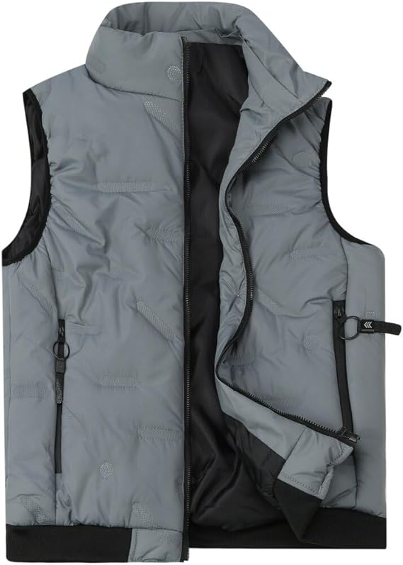 YOUTHUP Men's Sleeveless Quilted Down Jacket, Lightweight Color Hooded Vest, Thick Coats for Winter.