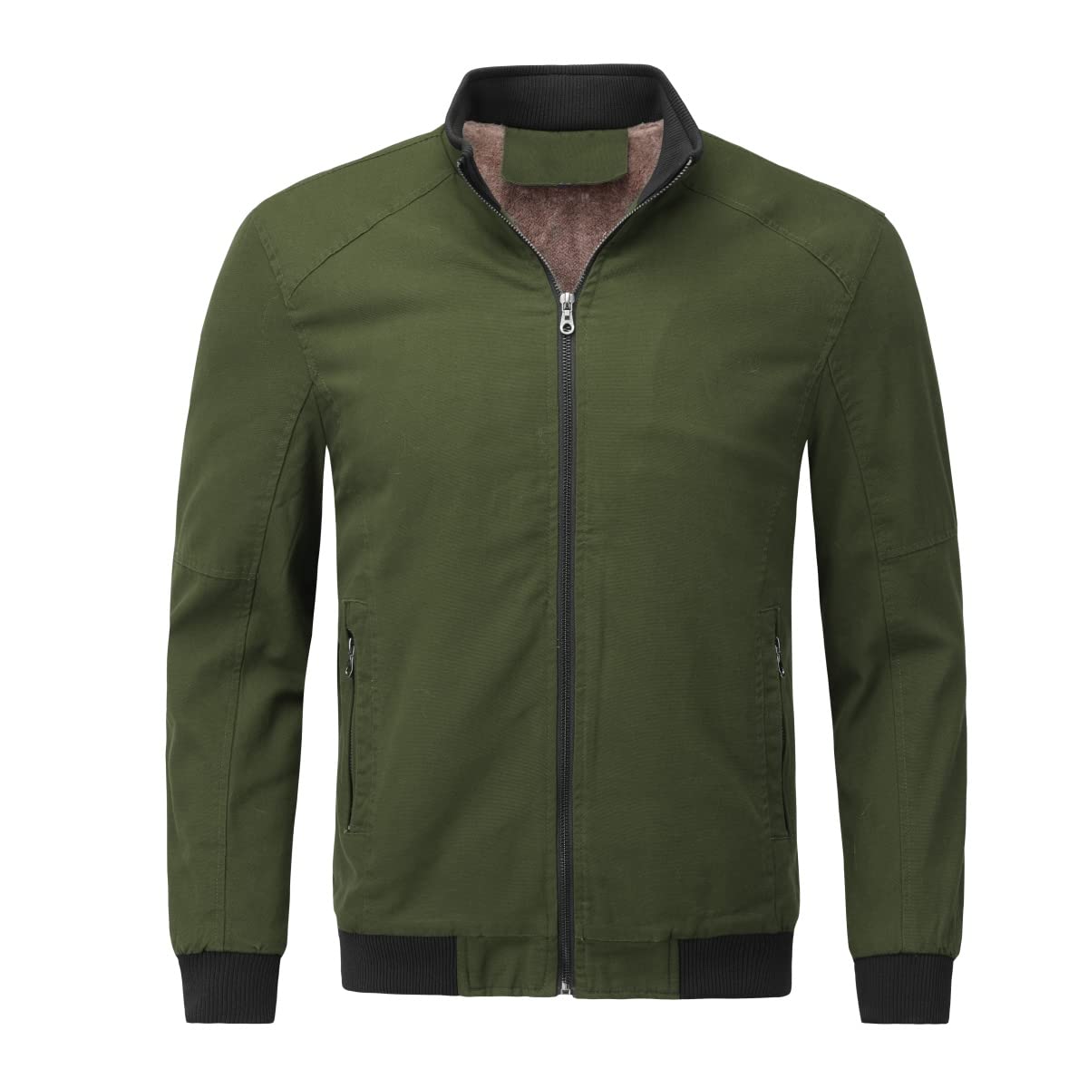 YOUTHUP Mens Bomber Jacket Micro Fleece Lined Spring Casual Cargo Windbreaker Jacket