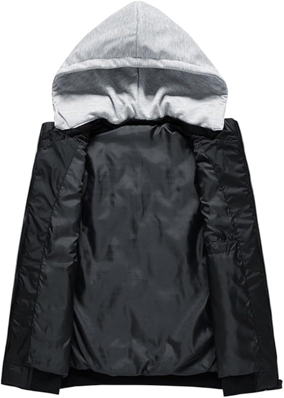 YOUTHUP Men's Sleeveless Quilted Down Jacket, Lightweight Color Hooded Vest, Thick Coats for Winter.