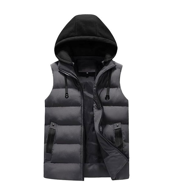 YOUTHUP Men's Gilet with Hood Winter Quilted Body Warmer Thick Windproof Outwear Sleeveless Puffer Coat