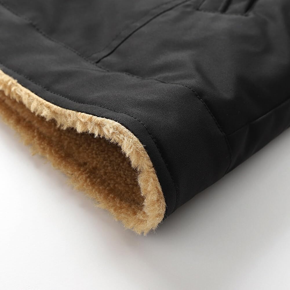 YOUTHUP Men's Jacket Casual Thick Fleece Bomber Jacket Solid Color Classic Jacket Coat Autumn Winter