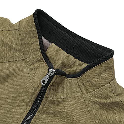 YOUTHUP Mens Bomber Jacket Micro Fleece Lined Spring Casual Cargo Windbreaker Jacket
