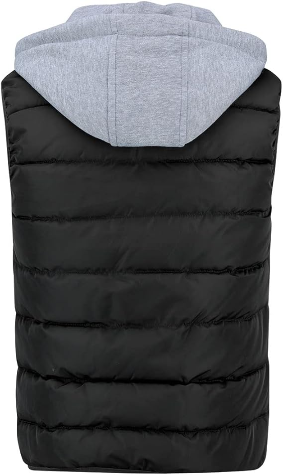 YOUTHUP Men's Sleeveless Quilted Down Jacket, Lightweight Color Hooded Vest, Thick Coats for Winter.