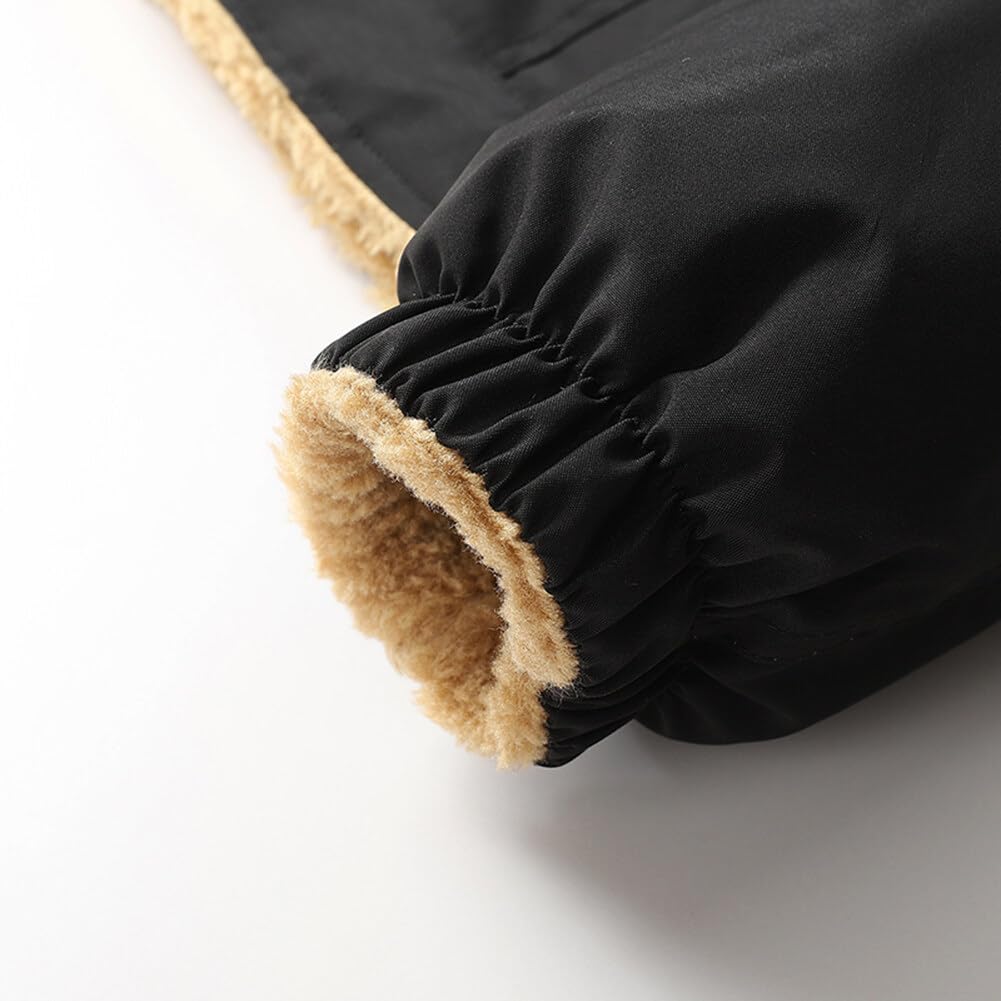 YOUTHUP Men's Jacket Casual Thick Fleece Bomber Jacket Solid Color Classic Jacket Coat Autumn Winter