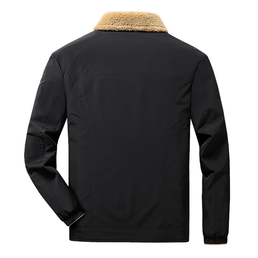 YOUTHUP Men's Jacket Casual Thick Fleece Bomber Jacket Solid Color Classic Jacket Coat Autumn Winter