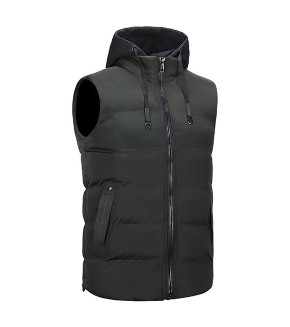 YOUTHUP Men's Gilet with Hood Winter Quilted Body Warmer Thick Windproof Outwear Sleeveless Puffer Coat