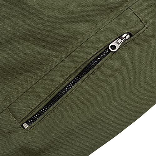 YOUTHUP Men's Jacket Casual Cotton Bomber Jacket Cargo Windbreaker Outwear