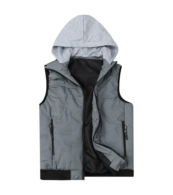 YOUTHUP Men's Outwear Gilets Winter Padded Gilet with Hood Thick Puffer Quilted Body Warmer Sleeveless Jacket