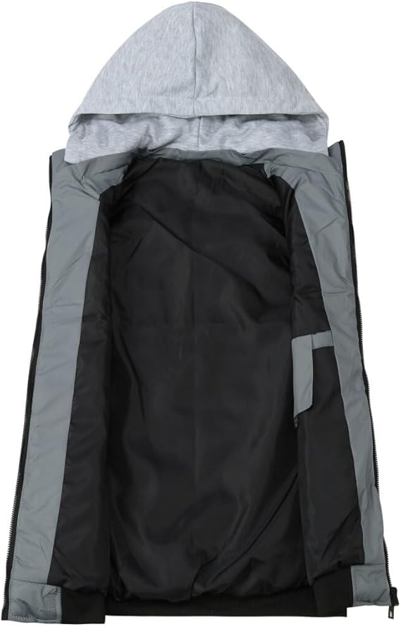 YOUTHUP Men's Sleeveless Quilted Down Jacket, Lightweight Color Hooded Vest, Thick Coats for Winter.