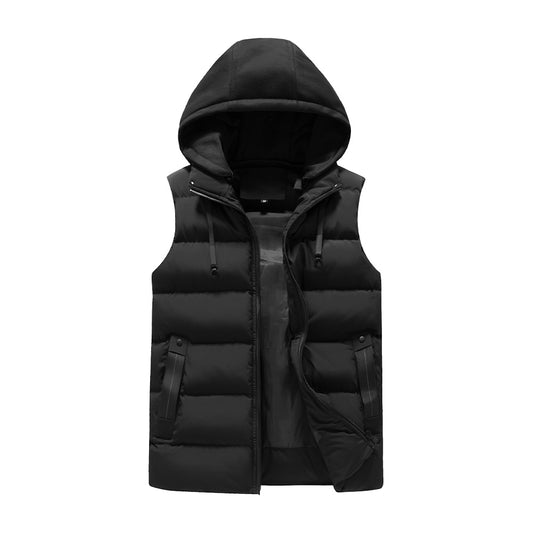 YOUTHUP Men's Gilet with Hood Winter Quilted Body Warmer Thick Windproof Outwear Sleeveless Puffer Coat