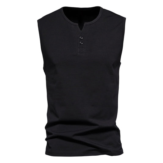Men's solid color V-neck sleeveless vest black