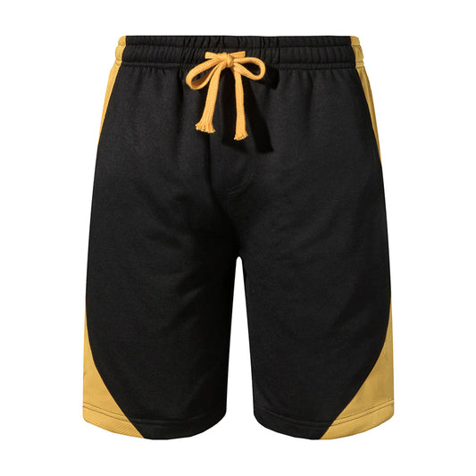 Men's color blocked five point sports shorts in yellow
