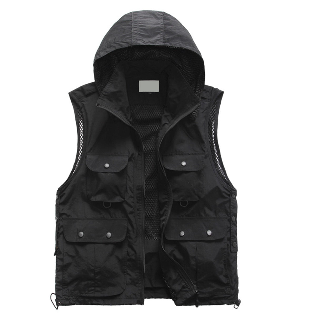 YOUTHUP Men's Solid Color Hooded Multi-pocket Casual Vest