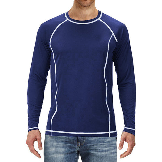 Men's Solid Line Long Sleeve T-Shirt Gray