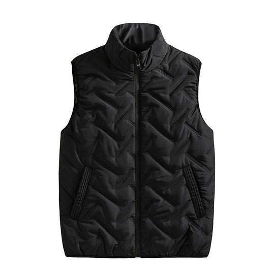 Men's stand up collar solid color vest black