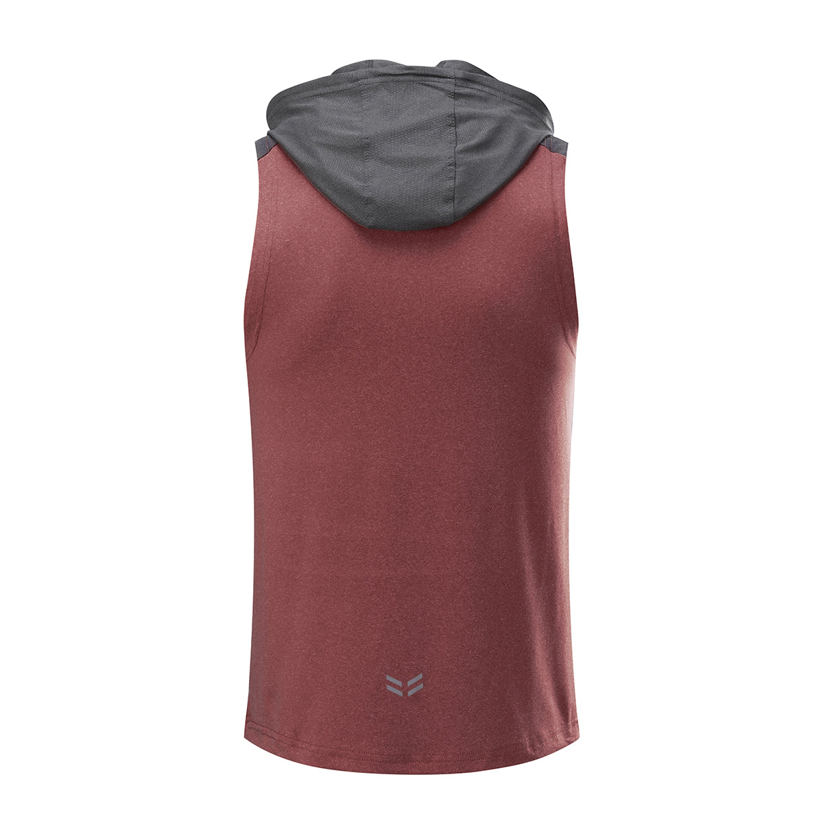 Men's hooded sleeveless color blocked sports and leisure vest, date red
