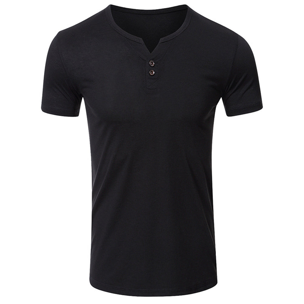 Men's casual solid color T-shirt black