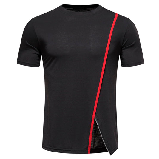 Men's Solid Color Round Neck Short Sleeve T-Shirt Dark Gray