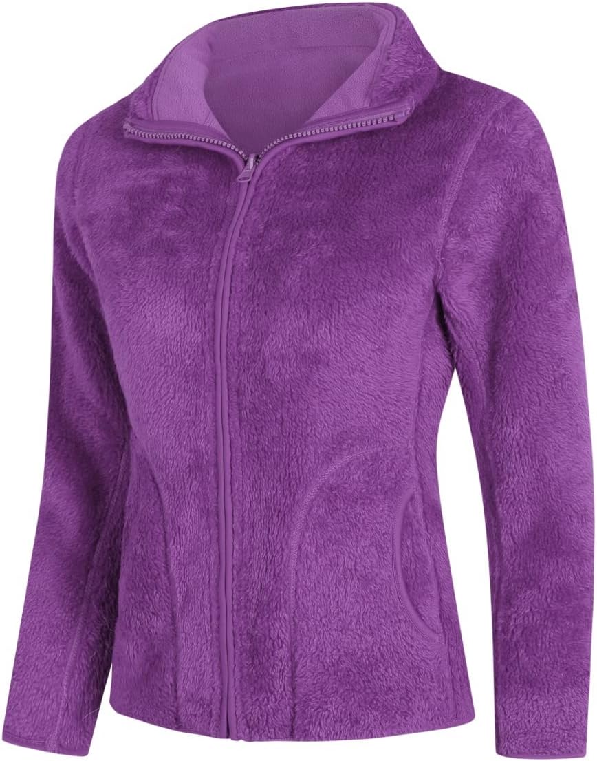 YOUTHUP Womens Fleece Jacket Ladies Lightweight Reversible Full Zip Jacket Soft Outwear