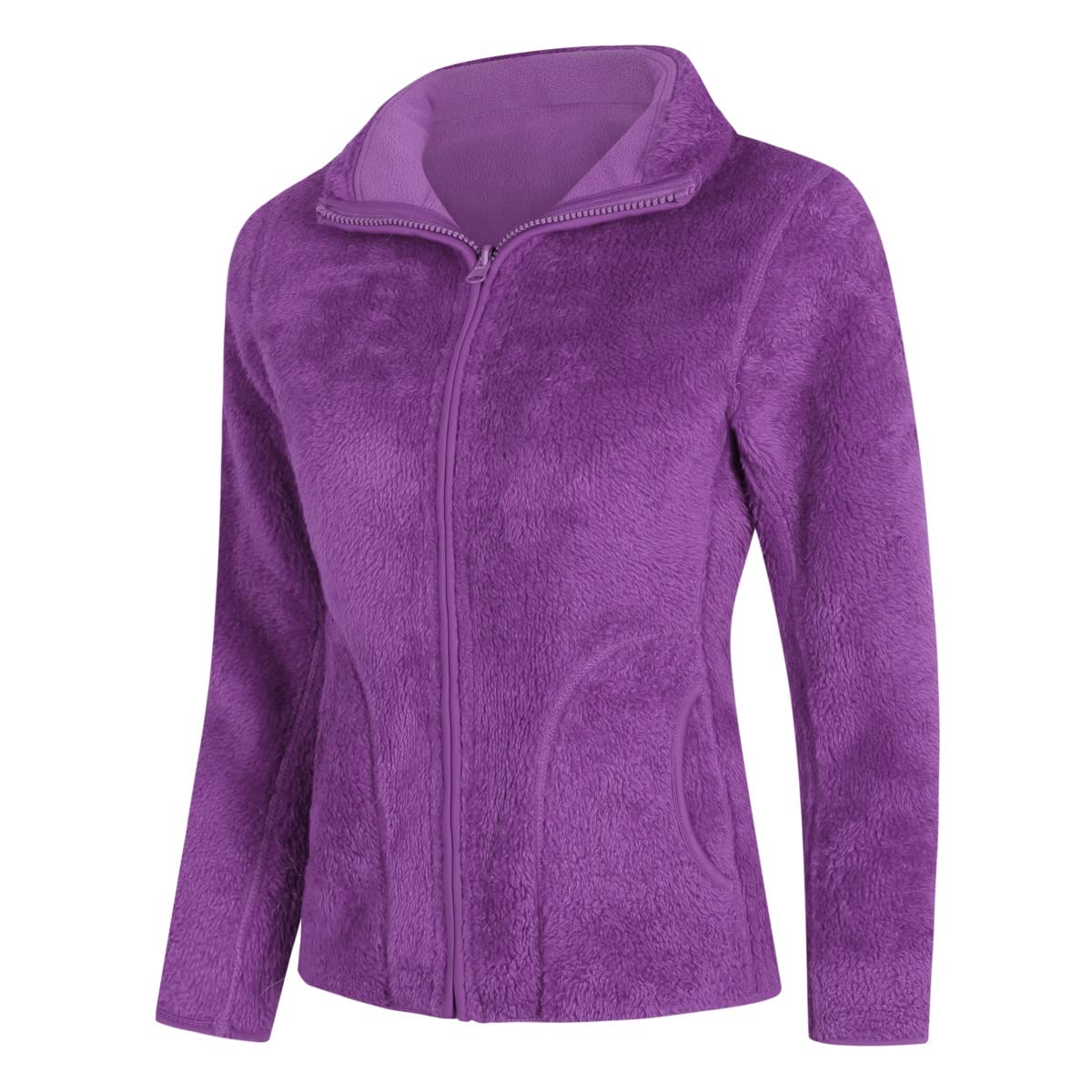YOUTHUP Womens Fleece Jacket Ladies Lightweight Reversible Full Zip Jacket Soft Outwear