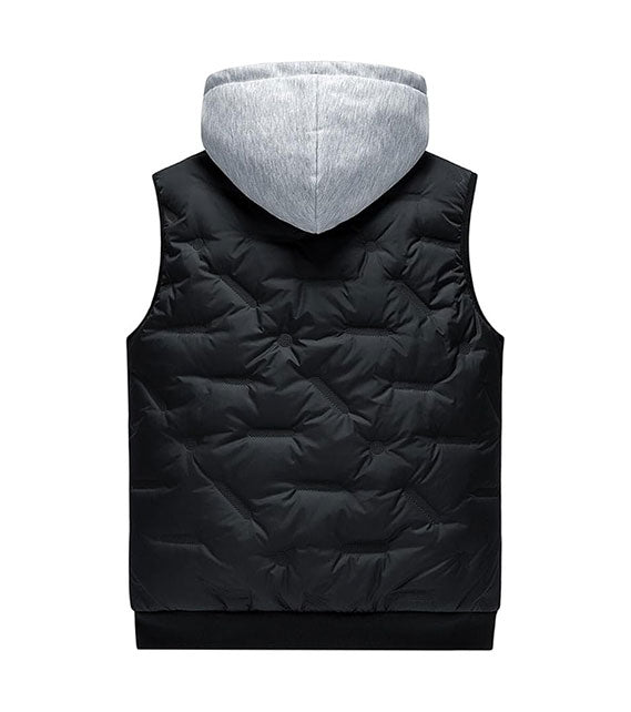 YOUTHUP Men's Outwear Gilets Winter Padded Gilet with Hood Thick Puffer Quilted Body Warmer Sleeveless Jacket