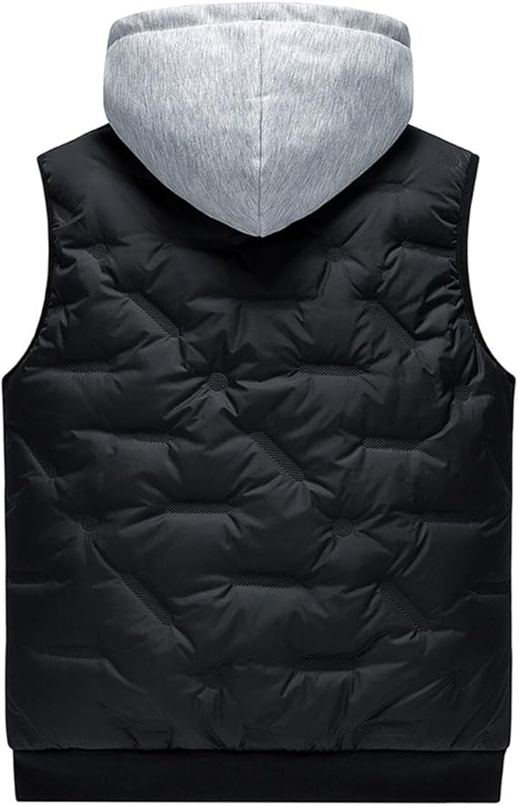 YOUTHUP Men's Sleeveless Quilted Down Jacket, Lightweight Color Hooded Vest, Thick Coats for Winter.